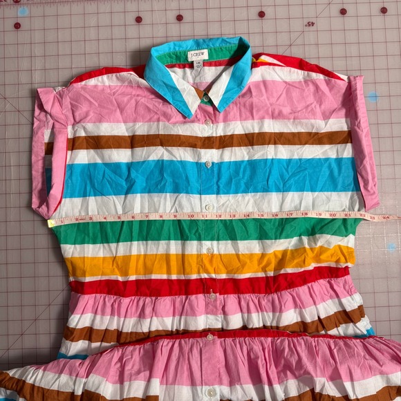 J.Crew Multicolor Striped Maxi Dress Women's Size 16 Shirt Dress - Picture 6 of 7